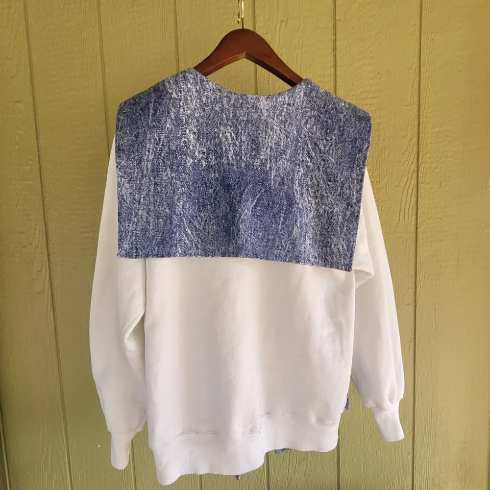Jerzees Blue and White Cardigan - Picture 2 of 3